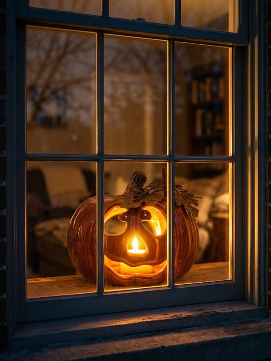 Halloween Other - Halloween Pumpkin Jack-O-Lantern Ceramic Tealight Votive Candle Holder